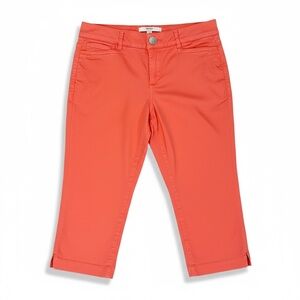 Intro Love The Fit Pants 4P Stretch Capri Tummy Control Coral Preppy Vacation